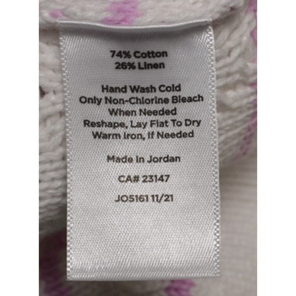 Talbots Women's Cotton Linen White Purple Stripe Sweater Long Sleeve Size Small - Picture 8 of 8